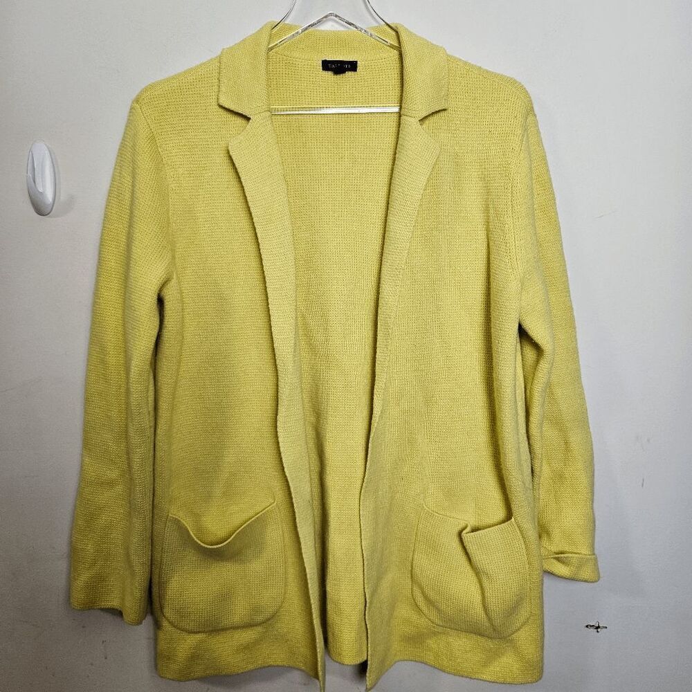 Talbots Long Sleeve Cardigan Sweater with Pockets Women's Yellow Size Small